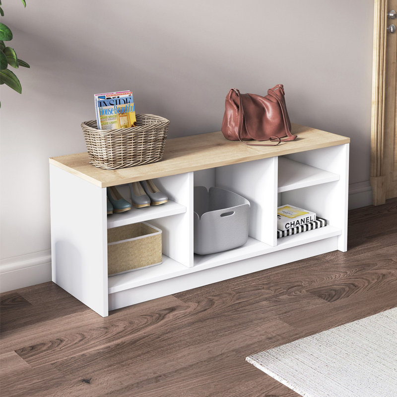 Παπουτσοθήκη Σίφνος 25 χρώμα λευκό - sapphire oak 100x35x40εκ.