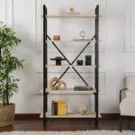 Βιβλιοθήκη Πόρος 50 χρώμα travertine – μαύρο 90×33,5×180εκ. – εικόνα 2