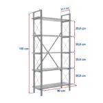 Βιβλιοθήκη Πόρος 50 χρώμα travertine – μαύρο 90×33,5×180εκ. – εικόνα 5