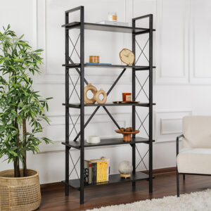 Βιβλιοθήκη Elysian χρώμα black wood 90x33,5x180εκ.