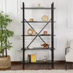 Βιβλιοθήκη Πόρος 50 χρώμα black wood 90×33,5×180εκ. – εικόνα 2