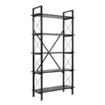 Βιβλιοθήκη Πόρος 50 χρώμα black wood 90×33,5×180εκ. – εικόνα 4