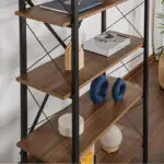 Βιβλιοθήκη Πόρος 50 χρώμα καρυδί – μαύρο 90×33,5×180εκ. – εικόνα 3