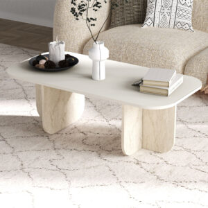 Τραπεζάκι σαλονιού Becaj χρώμα sandstone - travertine 120x60x41,4εκ.