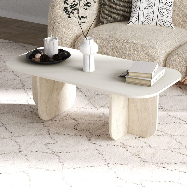 Τραπεζάκι σαλονιού Becaj χρώμα sandstone – travertine 120x60x41,4εκ.
