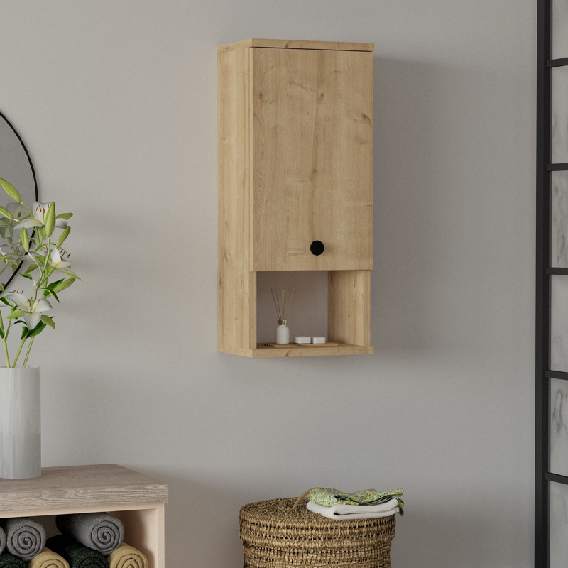 Ντουλάπι μπάνιου επιτοίχιο Σίφνος 81 χρώμα sapphire oak 30x21,8x71εκ.