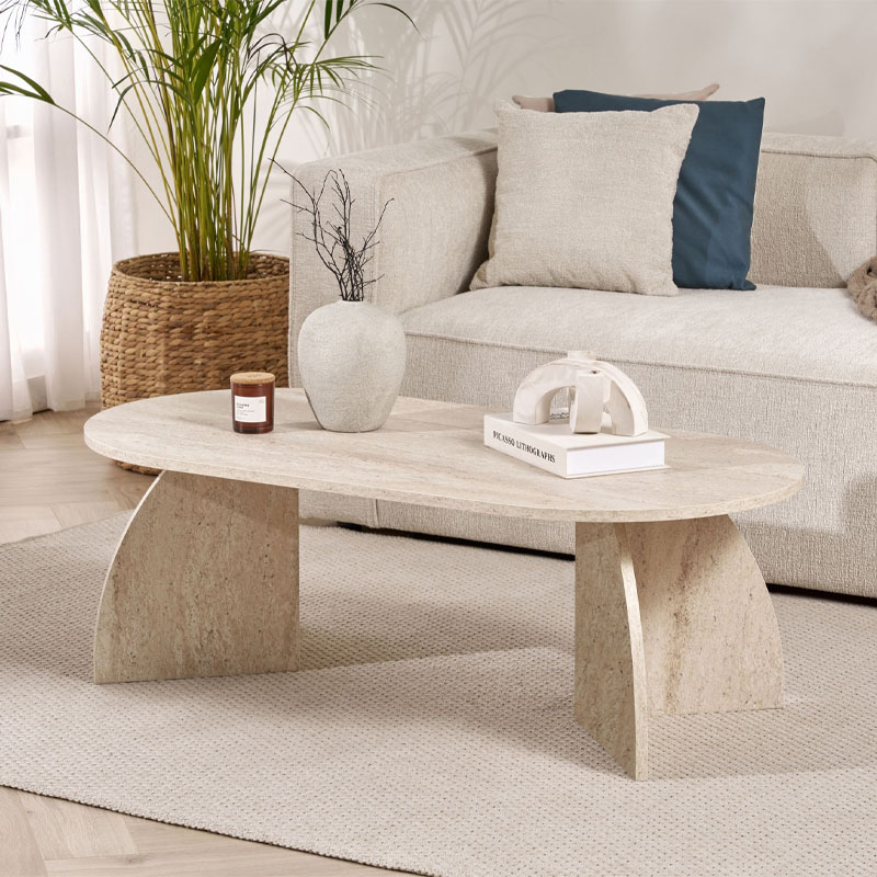 Τραπεζάκι σαλονιού Αντίπαρος 59 χρώμα travertine 120x60x40εκ.