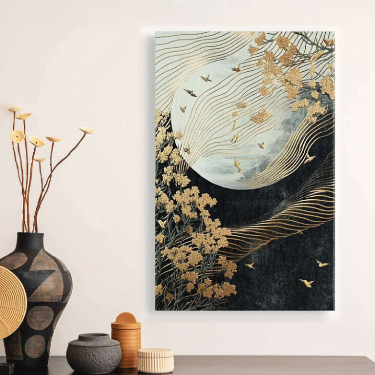 Πίνακας σε καμβά “Golden Moon” ψηφιακής εκτύπωσης 70x100x3εκ.