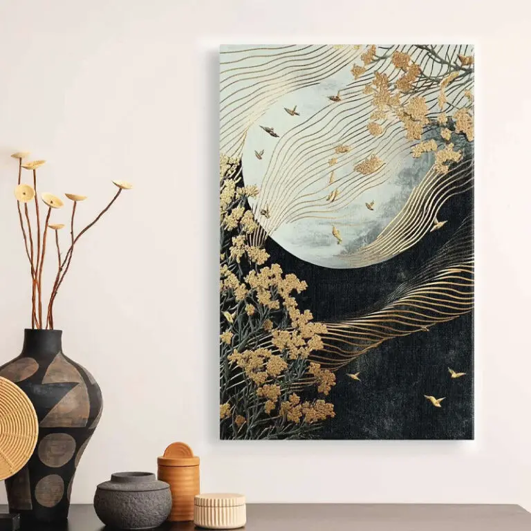 Πίνακας σε καμβά “Golden Moon” ψηφιακής εκτύπωσης 70x100x3εκ.