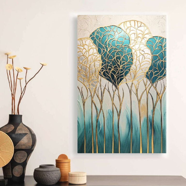 Πίνακας σε καμβά “Golden Leaves” ψηφιακής εκτύπωσης 70x100x3εκ.