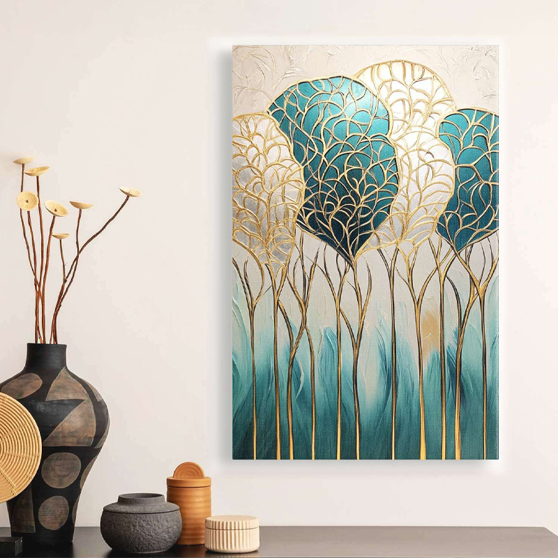 Πίνακας σε καμβά "Golden Leaves" ψηφιακής εκτύπωσης 70x100x3εκ.
