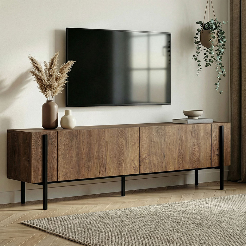 Έπιπλο τηλεόρασης Τήνος 48 χρώμα καρυδί 180x30x45,5εκ.
