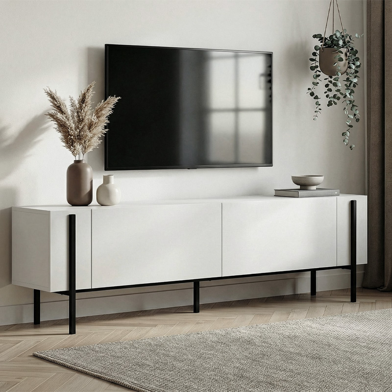 Έπιπλο τηλεόρασης Τήνος 48 χρώμα λευκό 180x30x45,5εκ.