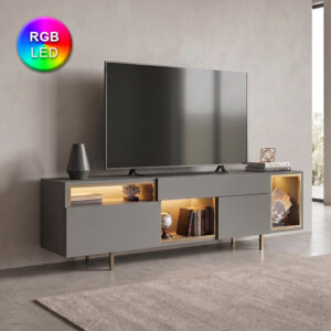 Έπιπλο τηλεόρασης Norm με Led Rgb χρώμα ανθρακί - χρυσό 180x32x55εκ.