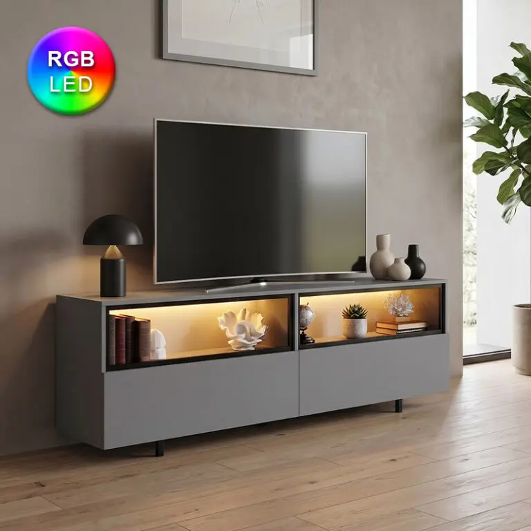 Έπιπλο τηλεόρασης Θάσος 60 με Led Rgb χρώμα ανθρακί 180x32x67εκ.