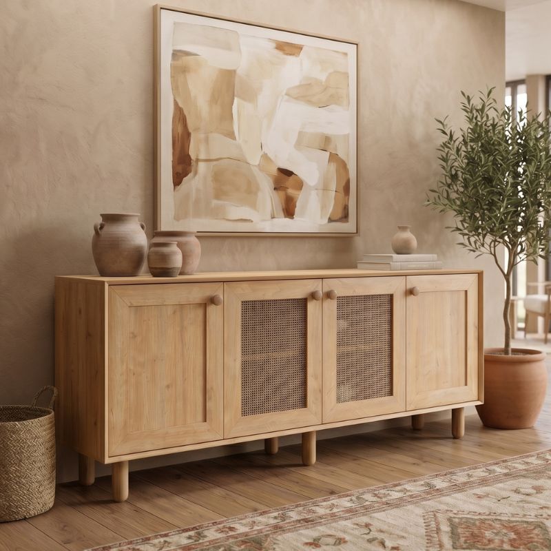 Μπουφές Αντίπαρος 51 χρώμα φυσικό οξιάς 180x40x75εκ.