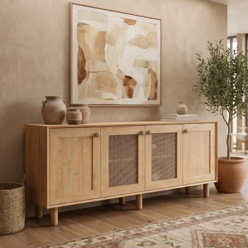 Μπουφές Αντίπαρος 51 χρώμα φυσικό οξιάς 180x40x75εκ.