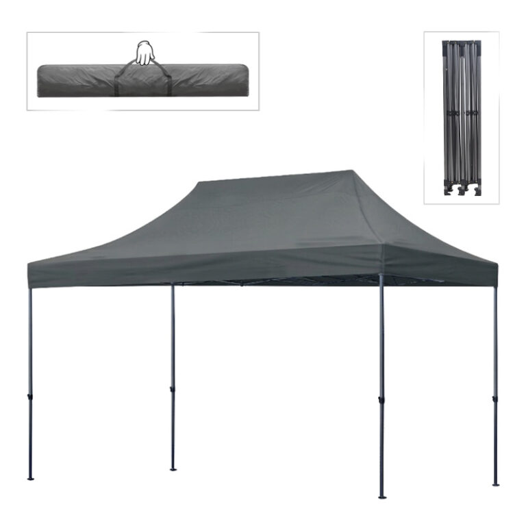 Κιόσκι – Gazebo Bari πτυσσόμενο μεταλλικός σκελετός – αδιάβροχο ύφασμα χρώμα γκρι 3×4,5×3,20m.