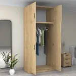 Ντουλάπα ρούχων Θάσος 31 δίφυλλη με πατάρι χρώμα φυσικό οξιάς 100x60x240εκ. – εικόνα 2