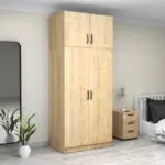 Ντουλάπα ρούχων Θάσος 31 δίφυλλη με πατάρι χρώμα φυσικό οξιάς 100x60x240εκ. – εικόνα 4