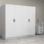 Ντουλάπα ρούχων Θάσος 31 τετράφυλλη χρώμα λευκό 200x60x181εκ. – εικόνα 4