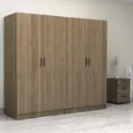 Ντουλάπα ρούχων Θάσος 31 τετράφυλλη χρώμα καρυδί 200x60x181εκ. – εικόνα 4
