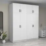 Ντουλάπα ρούχων Θάσος 31 τετράφυλλη με πατάρι χρώμα λευκό 200x60x240εκ. – εικόνα 4