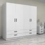 Ντουλάπα ρούχων Θάσος 31 τετράφυλλη με συρτάρια χρώμα λευκό 200x60x181εκ. – εικόνα 4