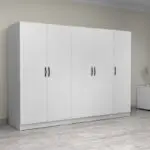 Ντουλάπα ρούχων Θάσος 31 πεντάφυλλη χρώμα λευκό 250x60x181εκ. – εικόνα 4