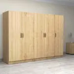 Ντουλάπα ρούχων Θάσος 31 πεντάφυλλη χρώμα φυσικό οξιάς 250x60x181εκ. – εικόνα 4