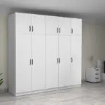 Ντουλάπα ρούχων Θάσος 31 πεντάφυλλη με πατάρι χρώμα λευκό 250x60x240εκ. – εικόνα 2