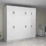 Ντουλάπα ρούχων Θάσος 31 πεντάφυλλη με πατάρι χρώμα λευκό 250x60x240εκ. – εικόνα 4