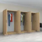 Ντουλάπα ρούχων Θάσος 31 εξάφυλλη χρώμα φυσικό οξιάς 300x60x181εκ. – εικόνα 2