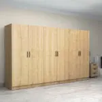Ντουλάπα ρούχων Θάσος 31 εξάφυλλη χρώμα φυσικό οξιάς 300x60x181εκ. – εικόνα 4