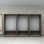 Ντουλάπα ρούχων Θάσος 31 εξάφυλλη με συρτάρια χρώμα καρυδί 300x60x181εκ. – εικόνα 3