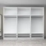 Ντουλάπα ρούχων Θάσος 31 εξάφυλλη με πατάρι και συρτάρια χρώμα λευκό 300x60x240εκ. – εικόνα 3