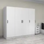 Ντουλάπα ρούχων Θάσος 31 τετράφυλλη χρώμα λευκό 200x60x181εκ. – εικόνα 4