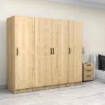 Ντουλάπα ρούχων Θάσος 31 τετράφυλλη χρώμα φυσικό οξιάς 200x60x181εκ. – εικόνα 4