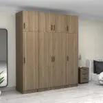 Ντουλάπα ρούχων Θάσος 31 τετράφυλλη με πατάρι χρώμα καρυδί 200x60x240εκ. – εικόνα 4