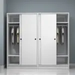 Ντουλάπα ρούχων Σπέτσες 96 τετράφυλλη συρόμενη χρώμα λευκό 200x60x181εκ. – εικόνα 3