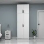 Ντουλάπα ρούχων Ανάφη 11 δίφυλλη με πατάρι χρώμα λευκό 80×51,8×240εκ. – εικόνα 4