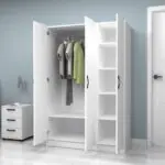 Ντουλάπα ρούχων Ανάφη 11 τρίφυλλη χρώμα λευκό 120×51,8×181εκ. – εικόνα 2