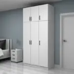 Ντουλάπα ρούχων Ανάφη 11 τρίφυλλη με πατάρι χρώμα λευκό 120×51,8×240εκ. – εικόνα 3