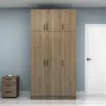 Ντουλάπα ρούχων Ανάφη 11 τρίφυλλη με πατάρι χρώμα καρυδί 120×51,8×240εκ. – εικόνα 4