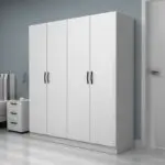 Ντουλάπα ρούχων Ανάφη 11 τετράφυλλη χρώμα λευκό 160×51,8×181εκ. – εικόνα 3