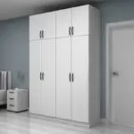 Ντουλάπα ρούχων Ανάφη 11 τετράφυλλη με πατάρι χρώμα λευκό 160×51,8×240εκ. – εικόνα 3