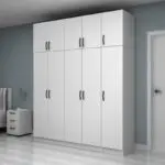 Ντουλάπα ρούχων Ανάφη 11 πεντάφυλλη με πατάρι χρώμα λευκό 200×51,8×240εκ. – εικόνα 3