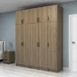 Ντουλάπα ρούχων Ανάφη 11 πεντάφυλλη με πατάρι χρώμα καρυδί 200×51,8×240εκ. – εικόνα 3