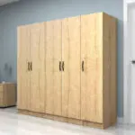 Ντουλάπα ρούχων Ανάφη 11 πεντάφυλλη χρώμα φυσικό οξιάς 200×51,8×181εκ. – εικόνα 3