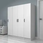 Ντουλάπα ρούχων Ανάφη 11 τετράφυλλη χρώμα λευκό 160×51,8×181εκ. – εικόνα 3